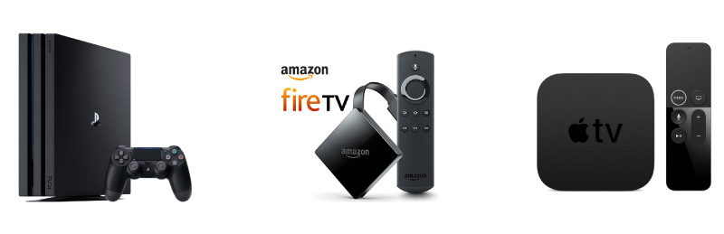 PS4 Pro、Amazon Fire TV、Apple TVの画像